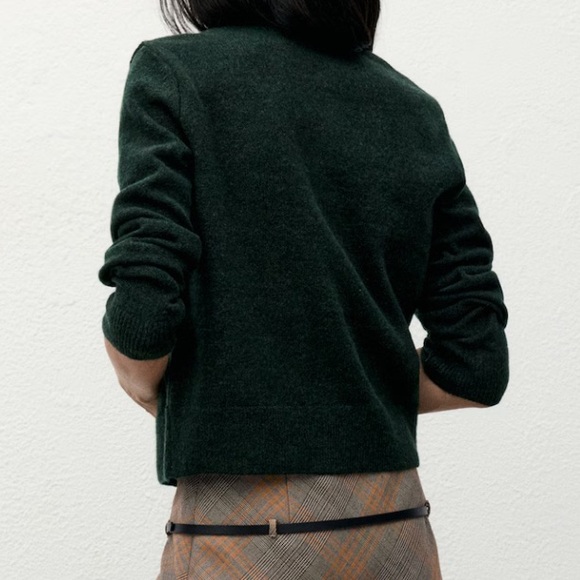 Mango Forest Green Cardigan with Gold Buttons KNITTED BUTTON CARDIGAN - Picture 4 of 5